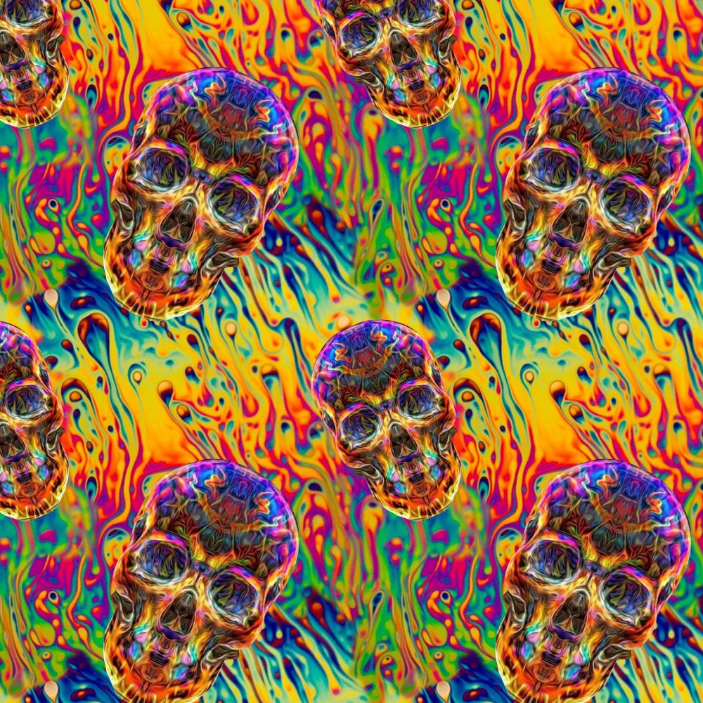 Oil Sheen Skulls Pattern